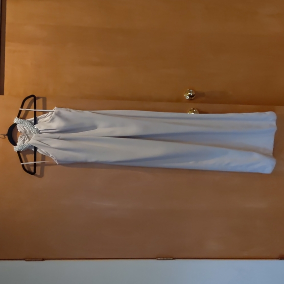 Beaded Halter Neck Crepe Gown - Picture 3 of 10